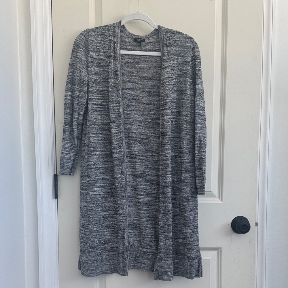 Talbots Charcoal Heather Open Front Cardigan